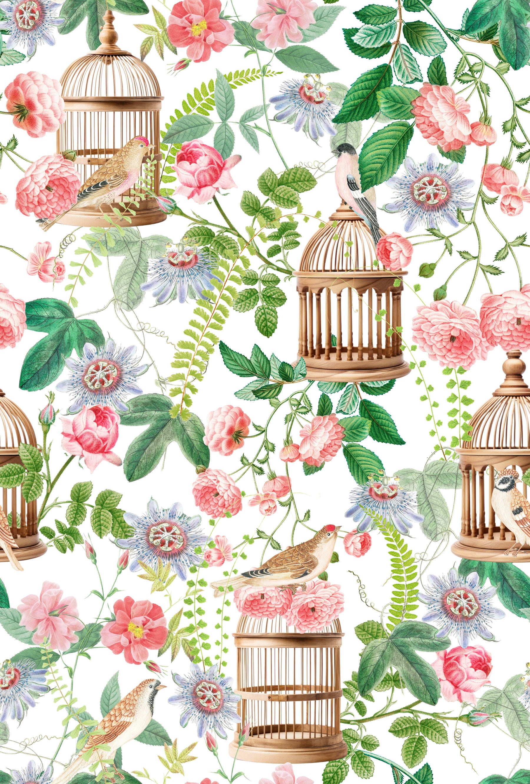 Rose & Bird Garden Wallpaper⁠