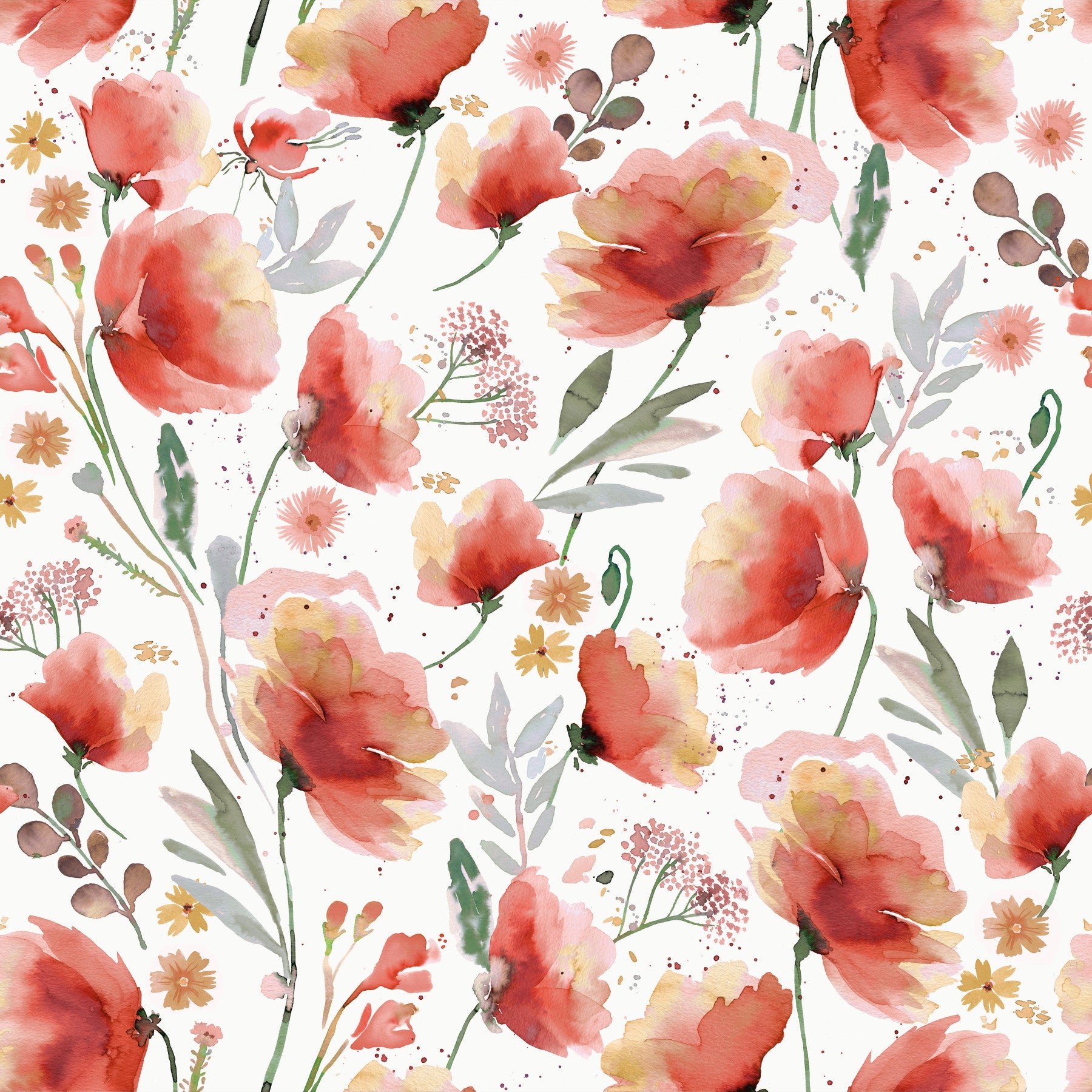 Poppies Meadow Orange Wallpaper⁠