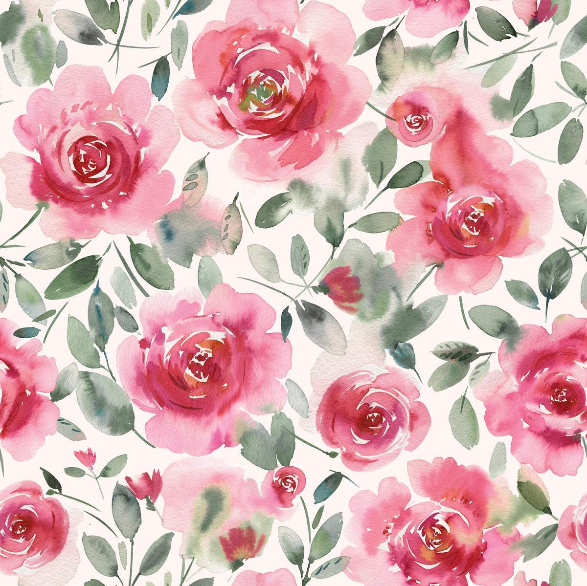 Zachte romantische rozen waterverf roodgroen wallpaper⁠ in your room — zoomed