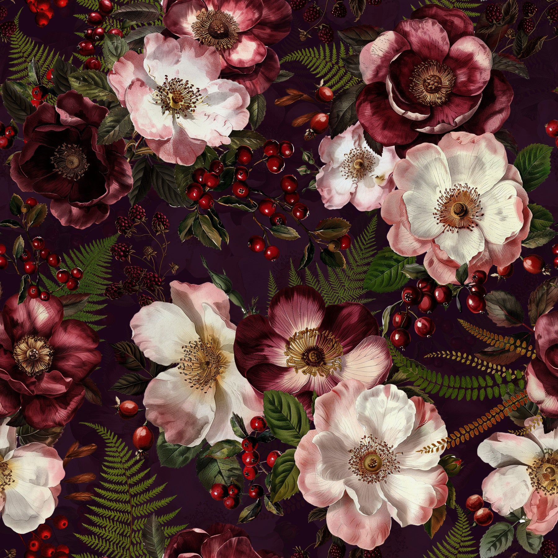 Tapet de trandafiri de noapte mistică vintage in your room — zoomed