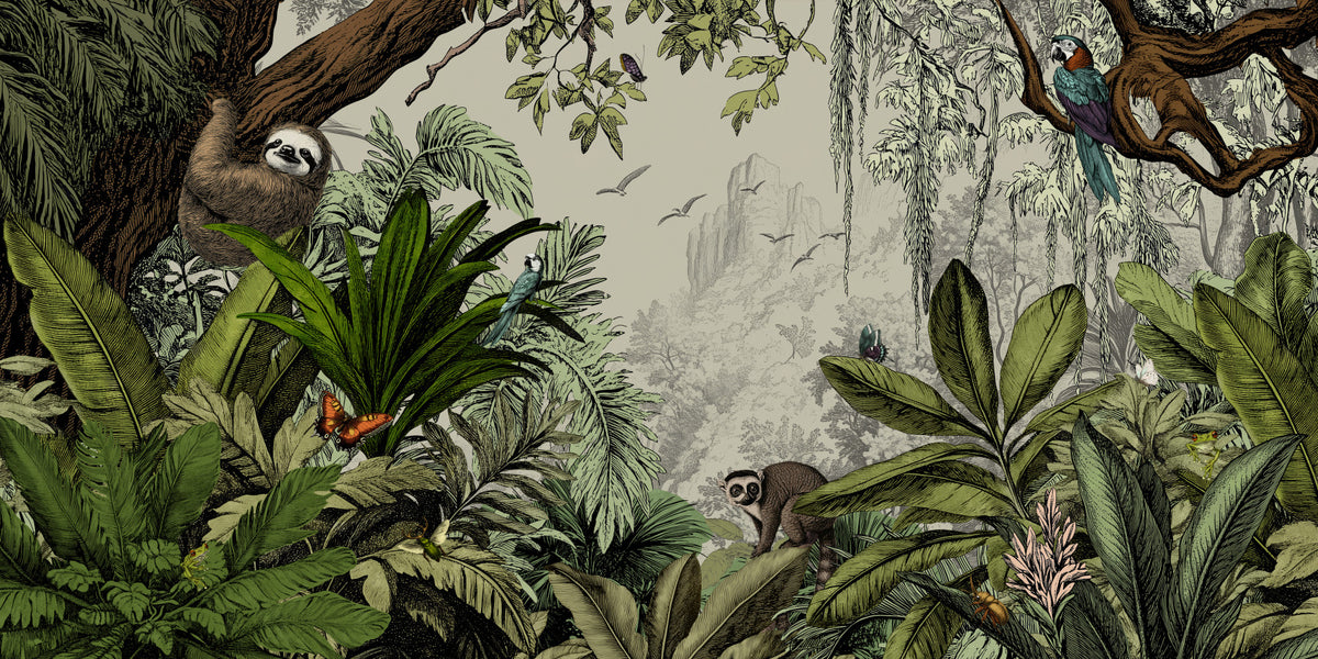 Jungle Vista - Mural du mur du jour in your room — zoomed