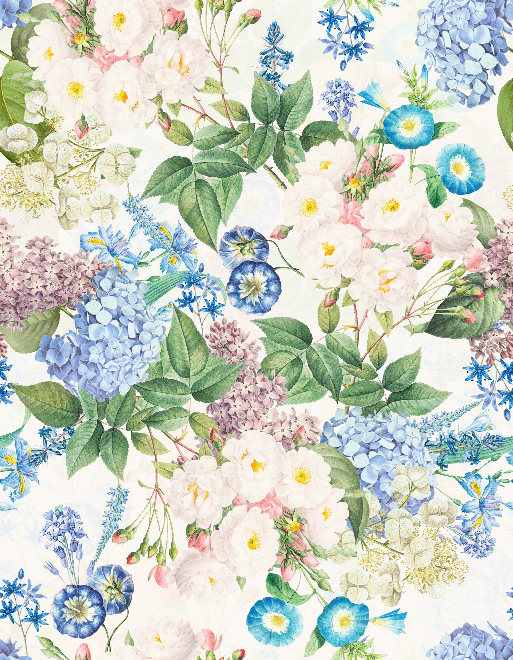 Romantisk Rose & Hydrangea drømme tapet⁠ in your room — zoomed