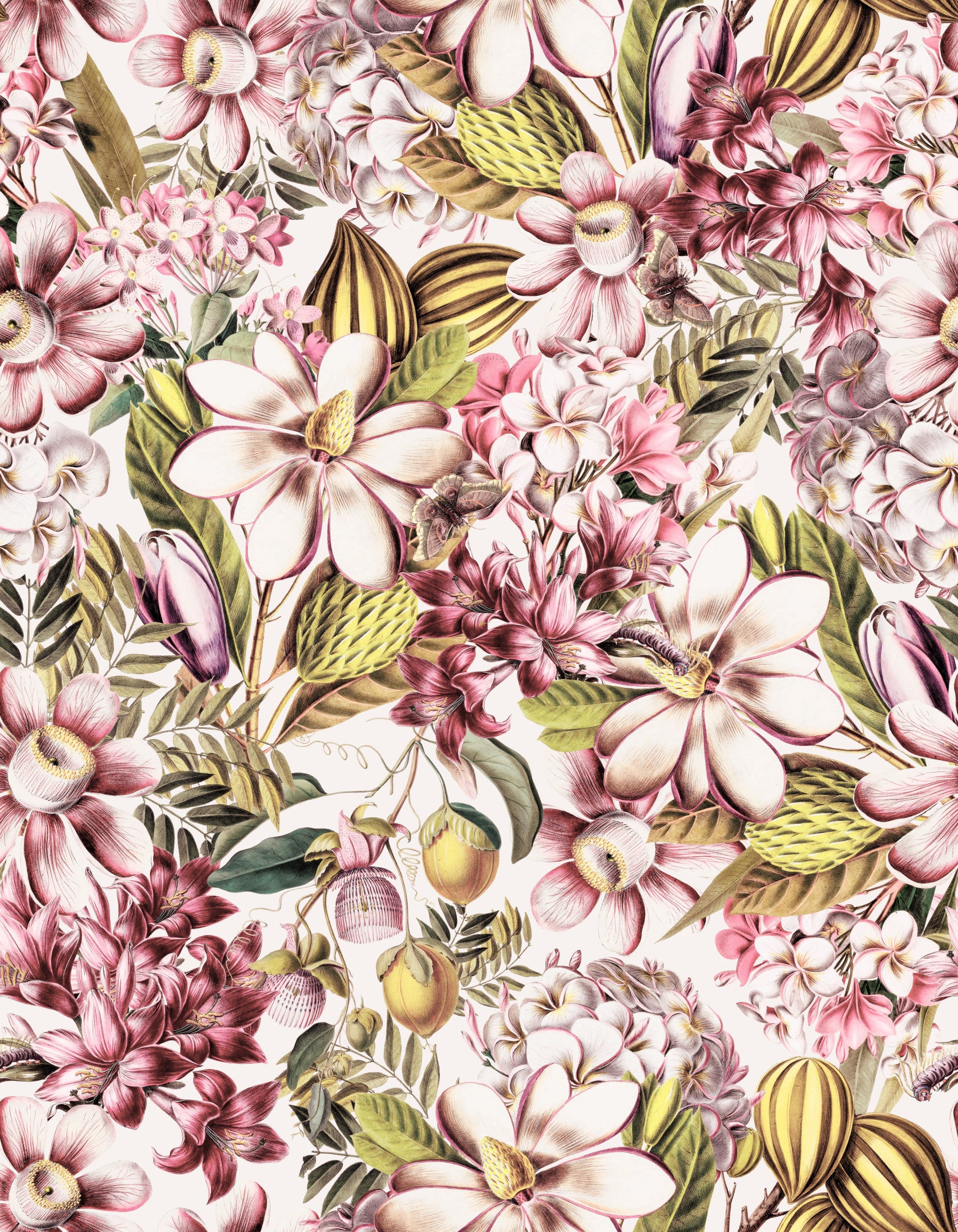 Vintage Botanical Garden Wallpaper⁠ in your room — zoomed