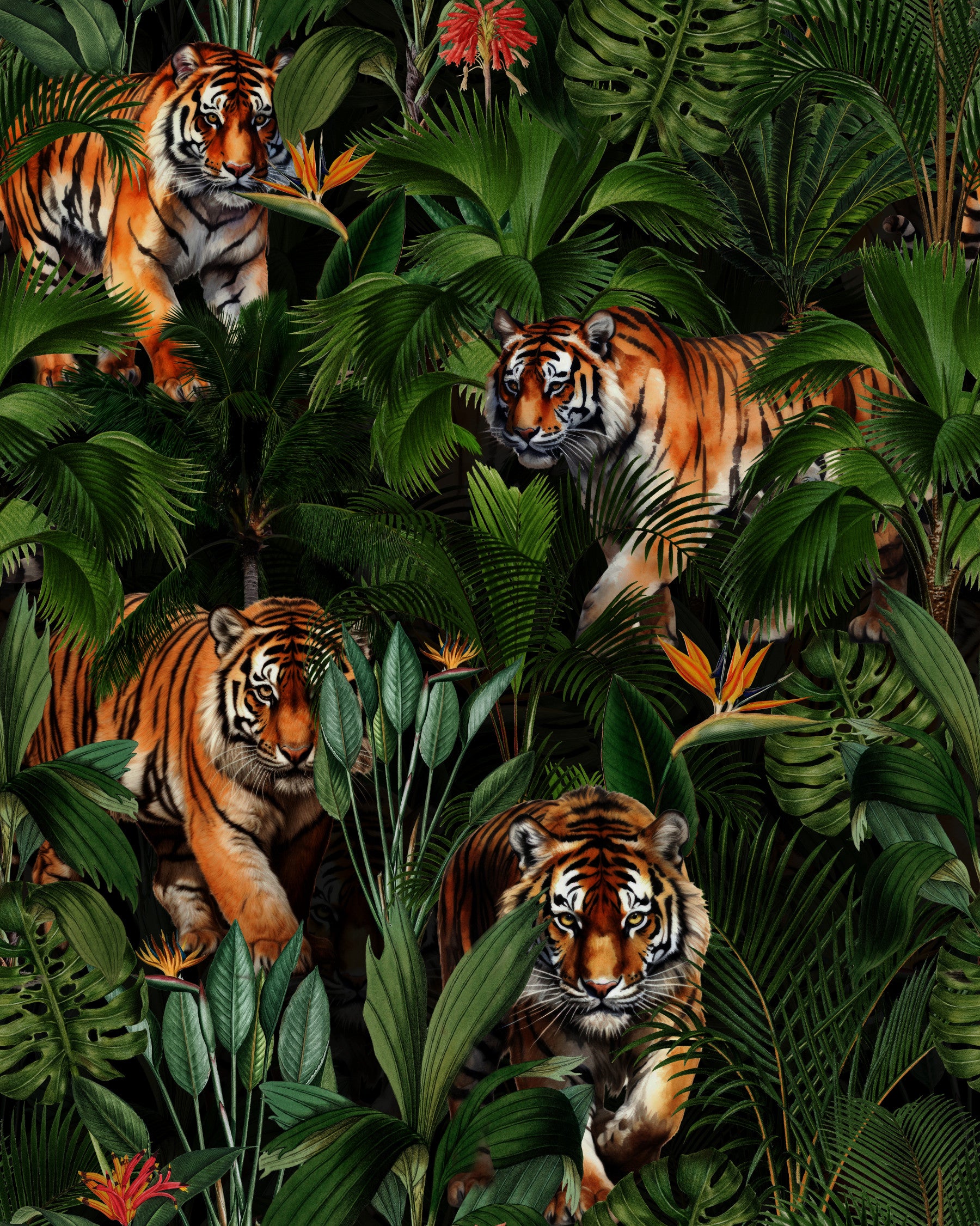 Tiger in Paradise Wallpaper⁠ in your room — zoomed