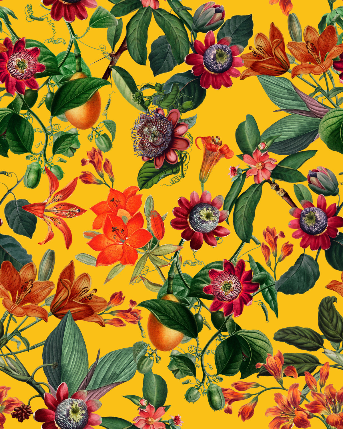 Vibrant Botanical Rhapsody Wallpaper⁠ in your room — zoomed