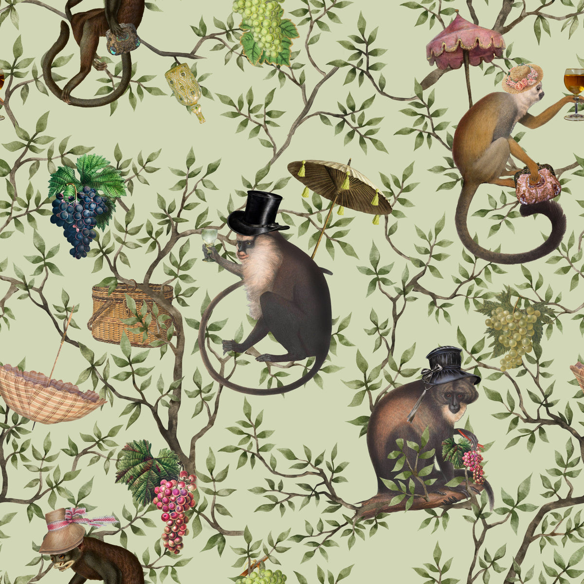 A Primate's Afternoon Tea Wallpaper‚Å† in your room — zoomed