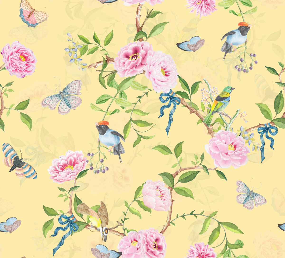 Pastellparadies Chinoiserie Birds & Blooms Wallpaper⁠