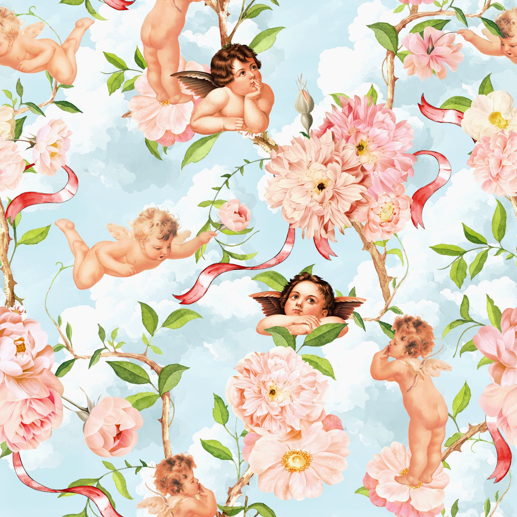 Wallpaper herubs & blossoms celesti⁠