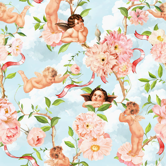 Wallpaper herubs & blossoms celesti⁠