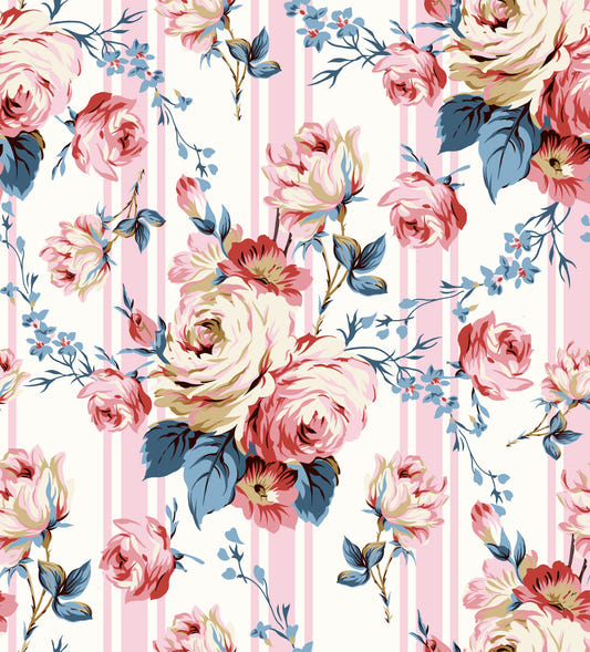 Blush Rose & Stripe tapet⁠