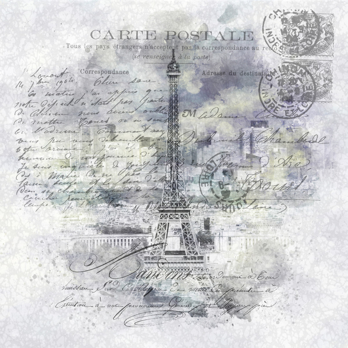 Paris Collage | Med udsigt over byen fra Montparnasse Tower Wall Mural in your room — zoomed