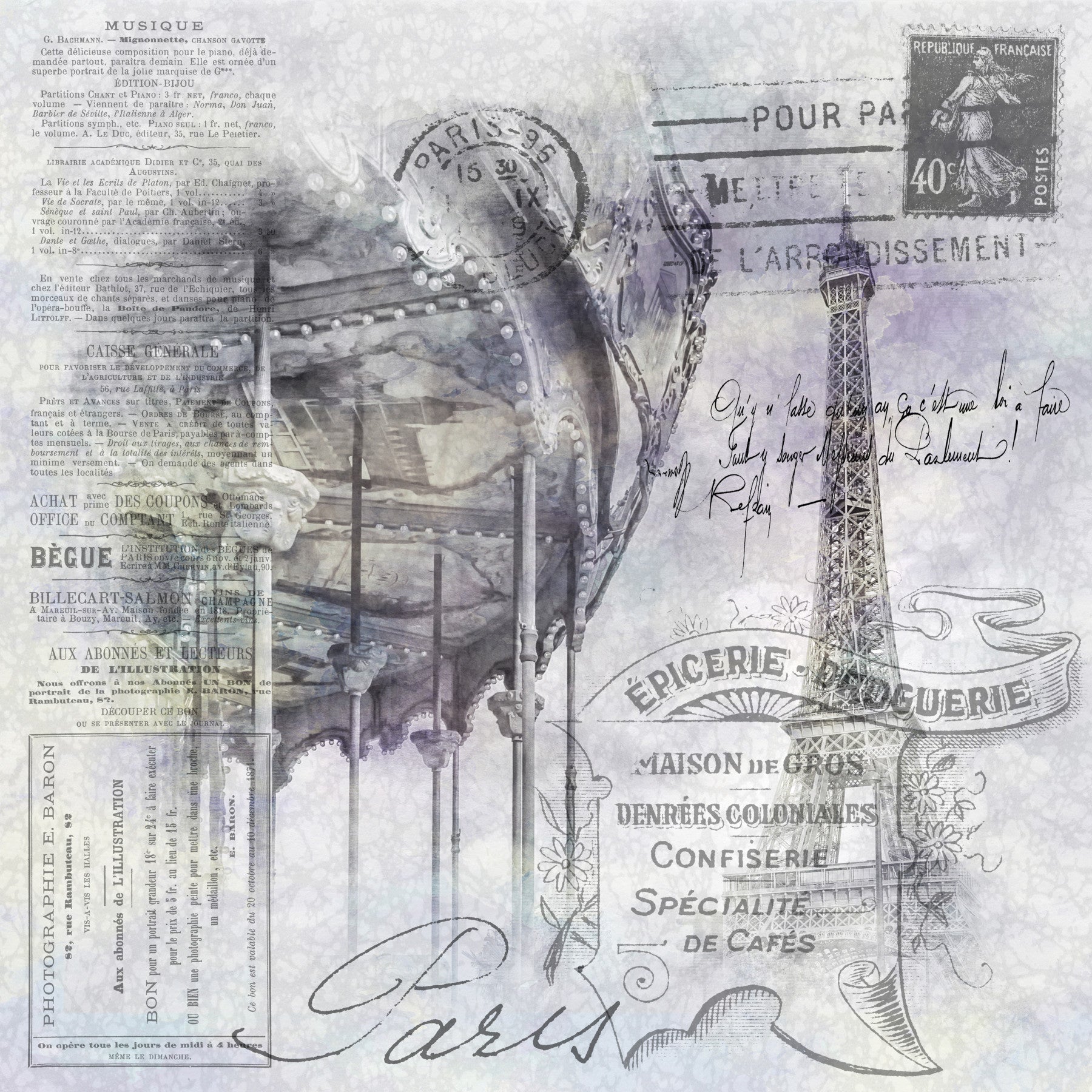 Collage de Paris | Tour Eiffel et murmure mural carrousel