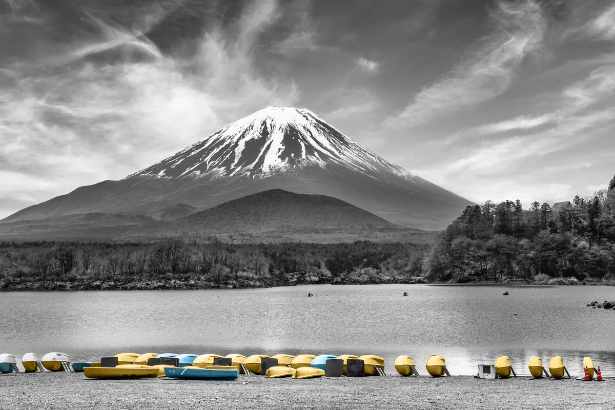 Idylliczne jezioro Shoji z Majestic Mount Fuji | Mural na ścianie Colorkey in your room — zoomed