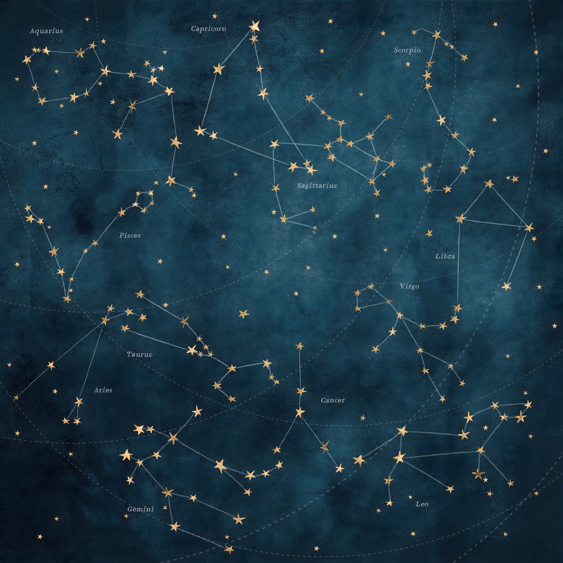 Gwiazda mapa konstelacji zodiaku Mural in your room — zoomed