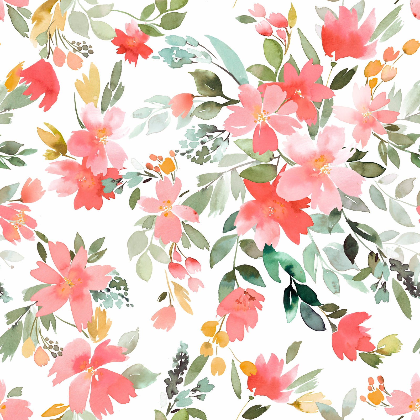 Été Oleander Floral Coral Wallpaper⁠
