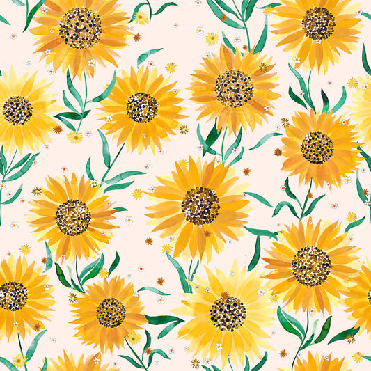 Sunfwowers Cottagecore Yellow White Wallpaper⁠