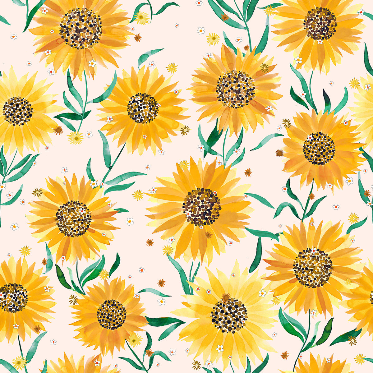 Sunfwowers Cottagecore Yellow White Wallpaper⁠