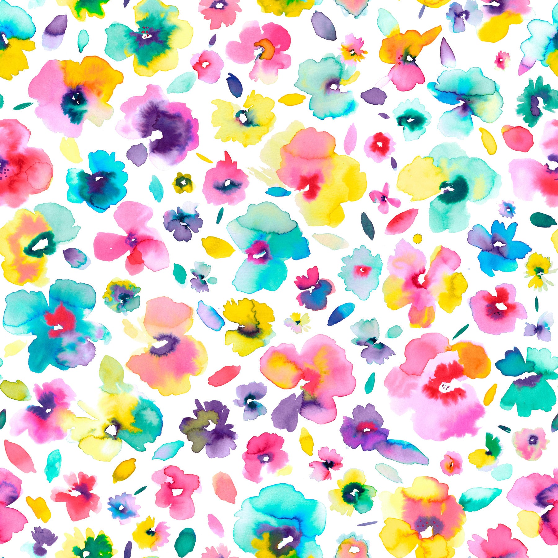 Aquarelle colorée tropicale fond d'écran fleurs vives⁠ in your room — zoomed