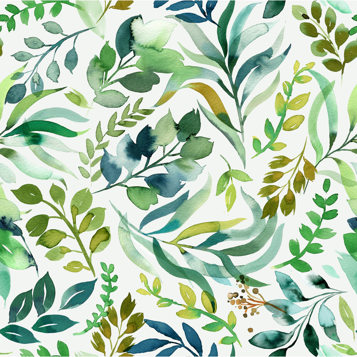 Watercolor Botanical Leaves  Wallpaper⁠ in your room — zoomed