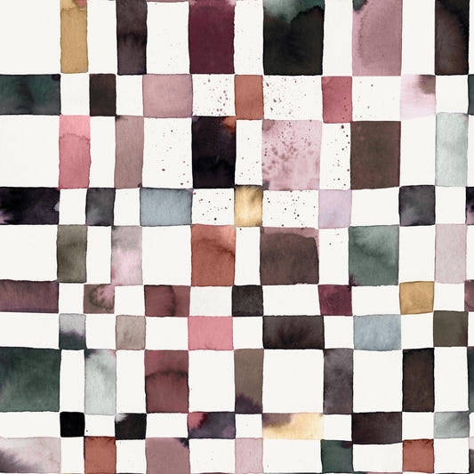 Papier peint géométrique à carreaux aquarelle