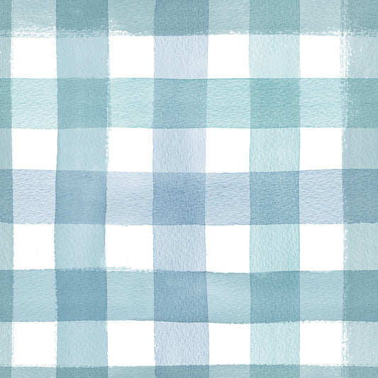 Vandfarveklassisk gingham blå tapet⁠