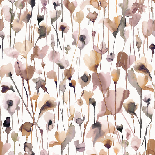 Vilde blomster akvarel naturlig beige tapet⁠