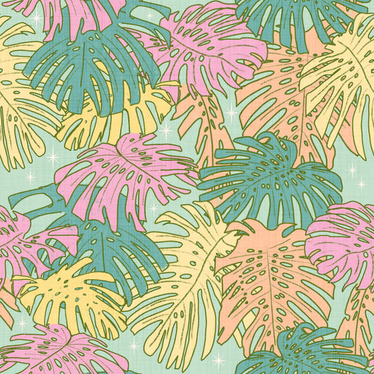 Pastell Tropical Montera - Palm Springs Retro Aqua Wallpaper⁠