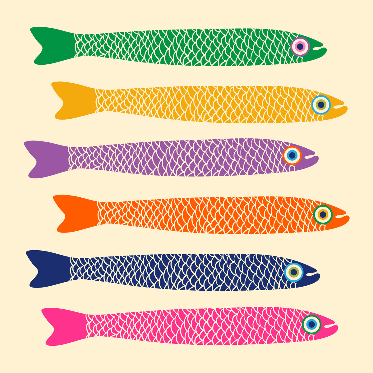 Anchois poisson arc-en-ciel brillant sur murmure crème murale in your room — zoomed