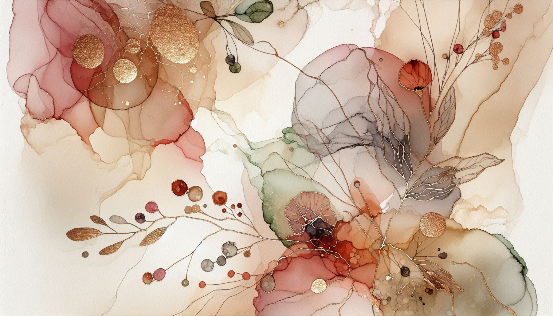 Abstract Botanical Hues Wall Mural in your room — zoomed