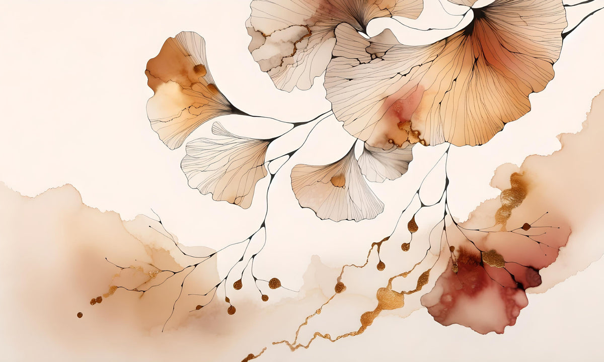 Amber Ginkgo Dreams Wall Mural in your room — zoomed