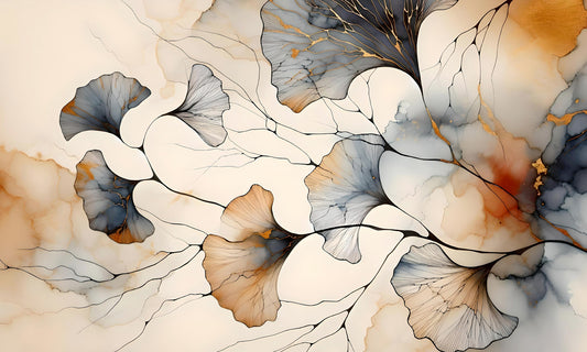 Gilded Ginkgo Elegance Wall Mural