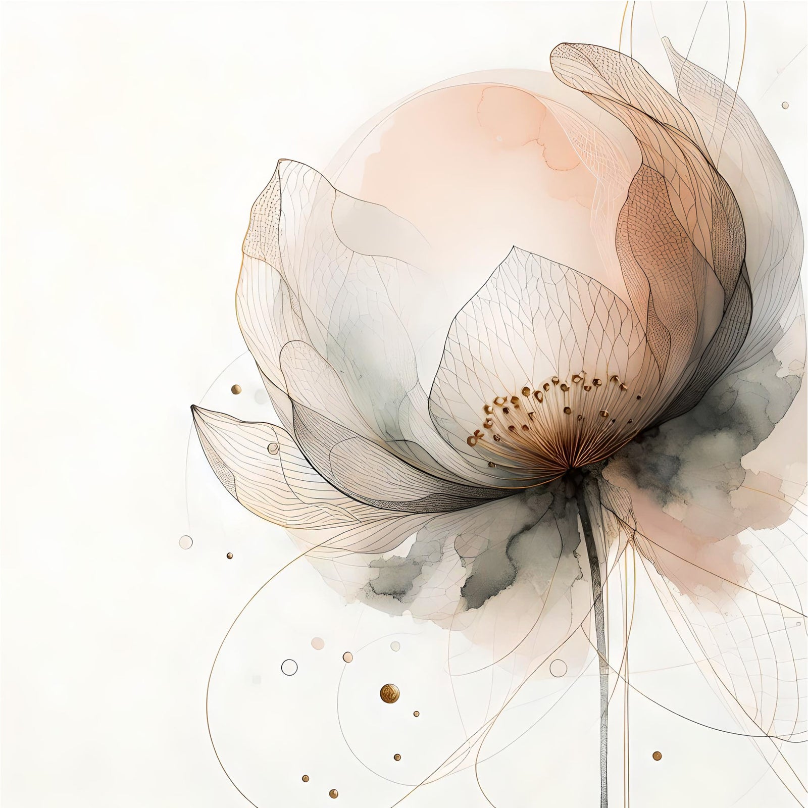Ink Wash Lotus Dream Wall Mural