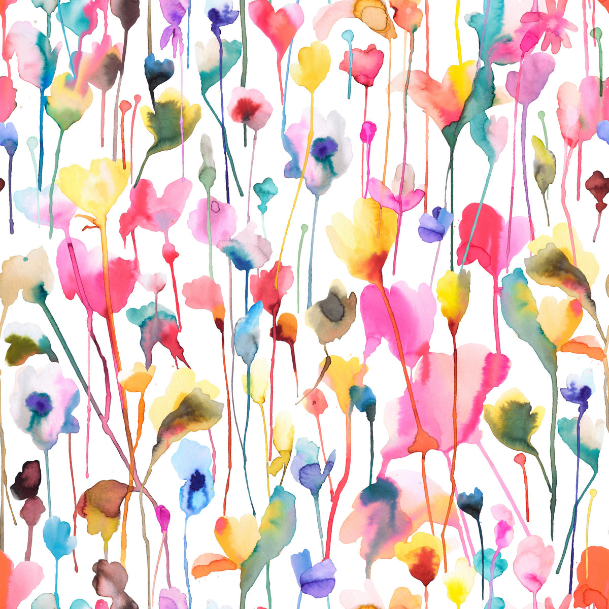 Fleurs sauvages aquarelle papier peint rose⁠ in your room — zoomed