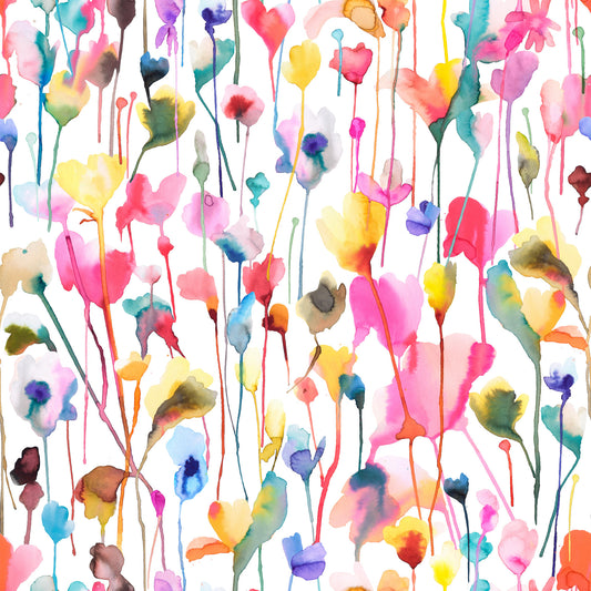 Fiori selvatici watercolor wallpaper rosa⁠