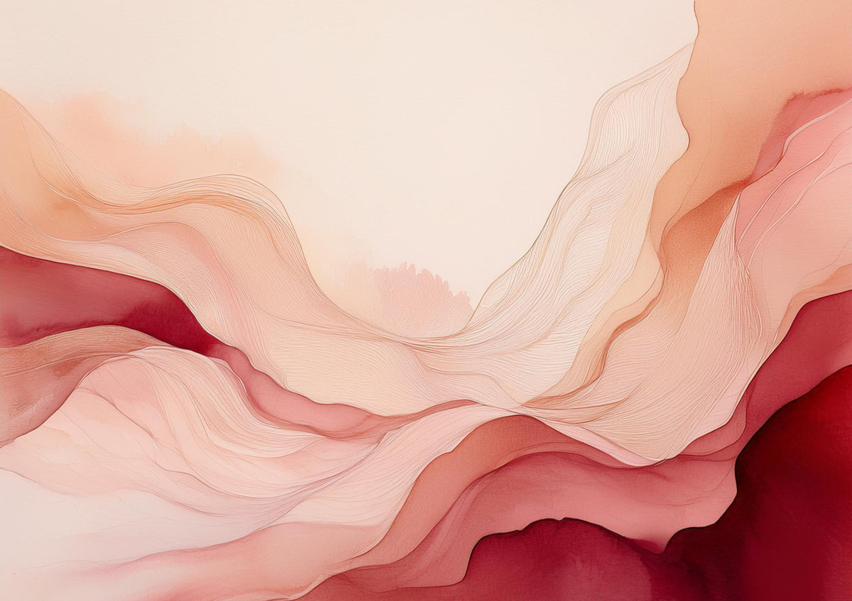 Gelassene Rouge -Wellen Wandgemälde in your room — zoomed