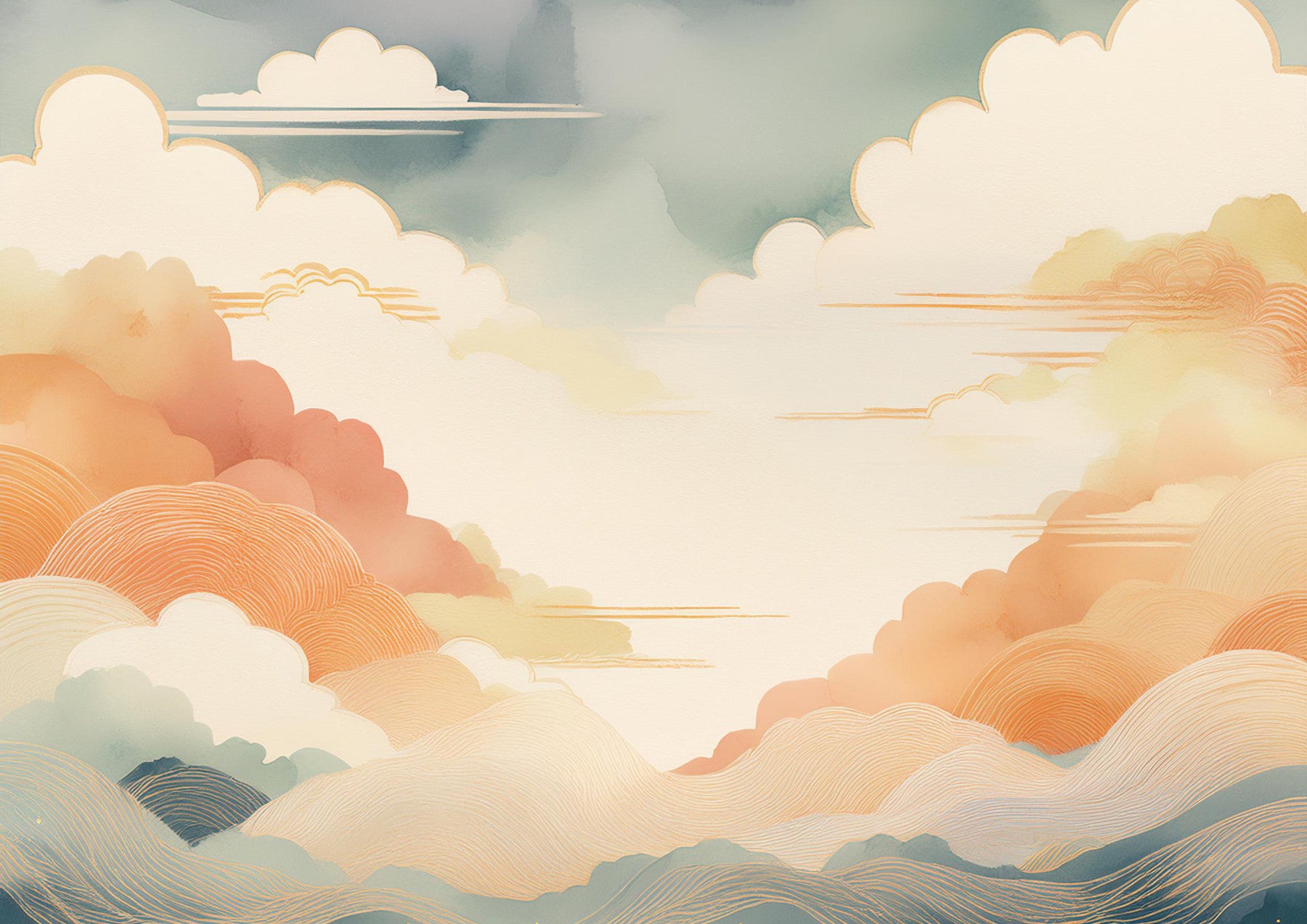 Murale de mur de cloudscape zen