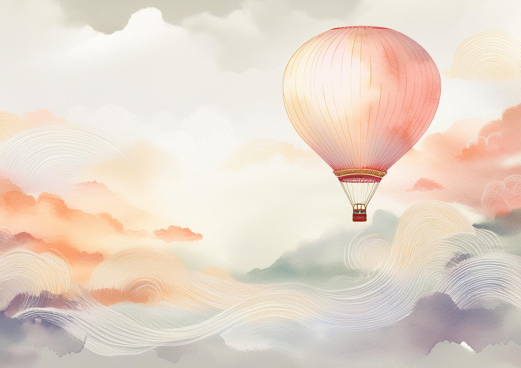 Dreamy Balloon Journey Wall Mural