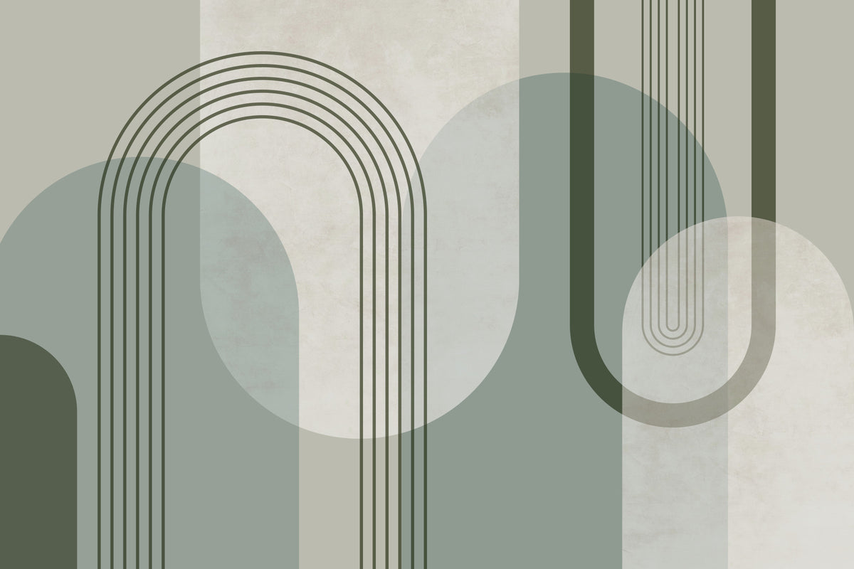 Mid Century Forest Green Wall Mural in your room — zoomed