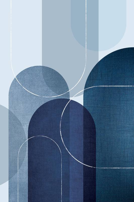 Mid Century Blue Linen 3 Wall Mural