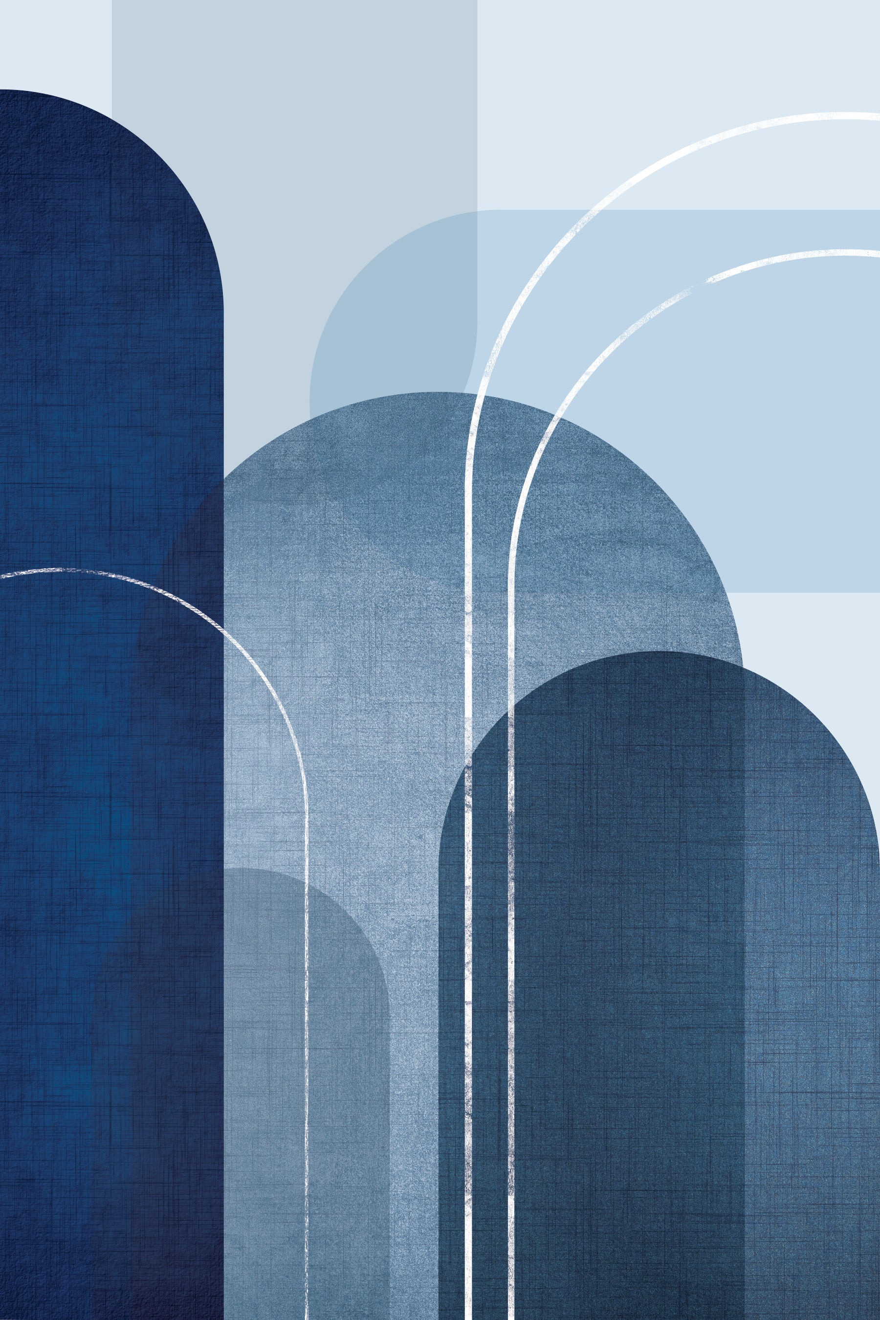 Mid Century Blue Linen 2 vægmaleri