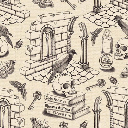 Dark Academia Toile de Jouy - Ink Black Wallpaper⁠