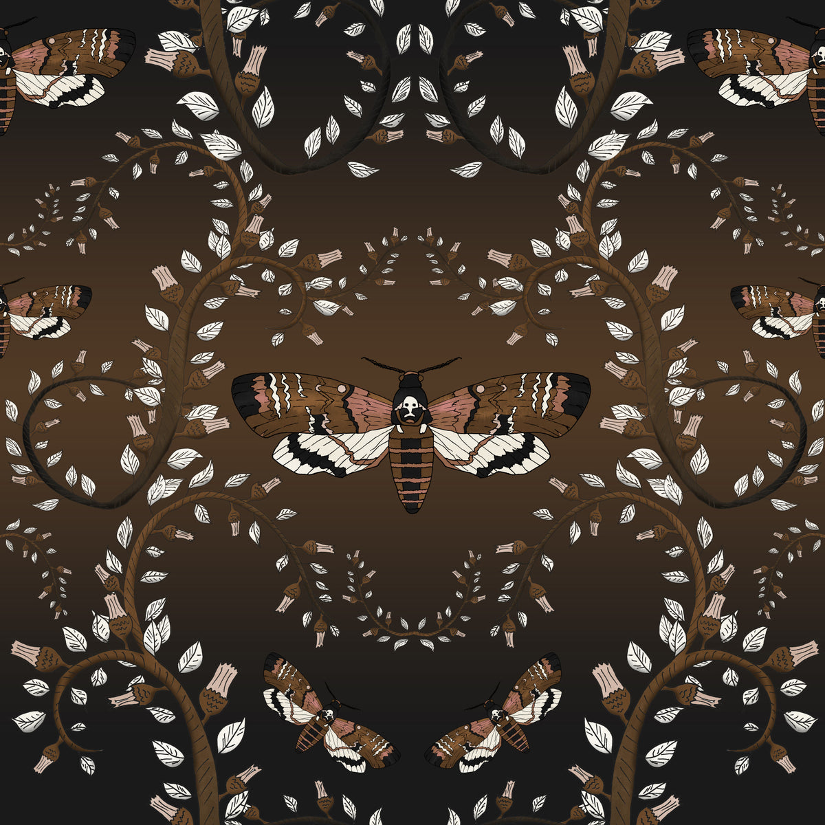 Gothic Moth Vines Earthy Wallpaper⁠ in your room