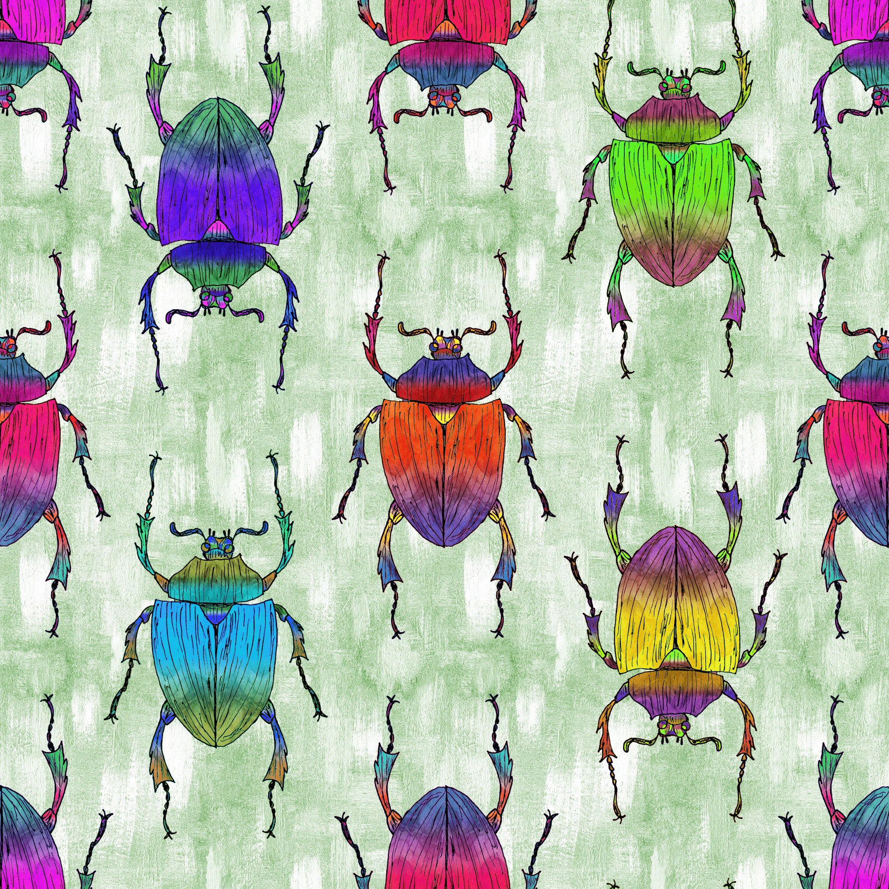 Rainbow Bugs Green Background Wallpaper⁠