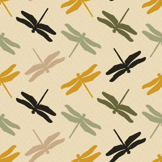 Dragonflies flyvende sennepsgrøn tapet⁠