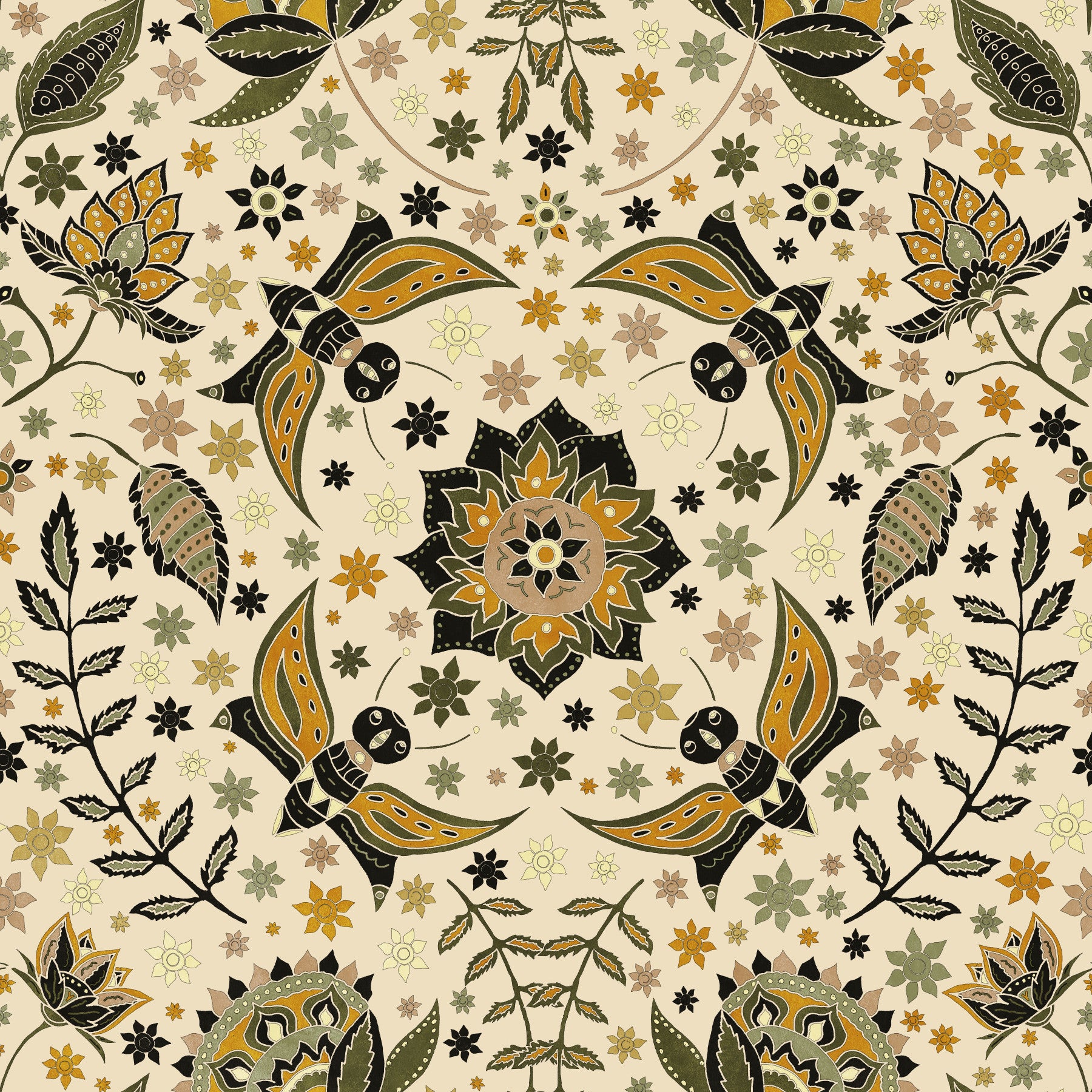 Le papier peint de jardin doré