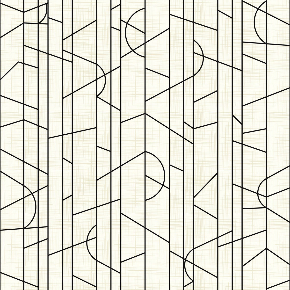 Elegante Linien Dekor Schwarz -Weiß Tapete⁠ in your room