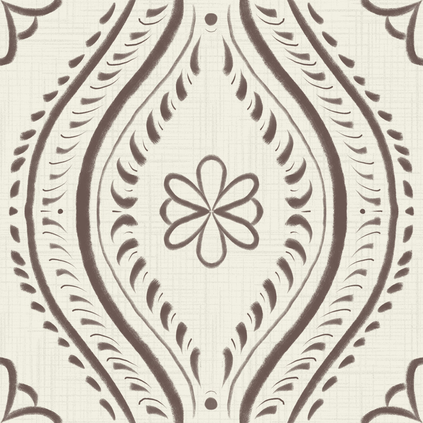 Wyblakły Ogee Damask - Bright - Kawa kwarcowa tapeta⁠
