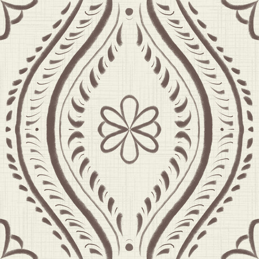 Wyblakły Ogee Damask - Bright - Kawa kwarcowa tapeta⁠