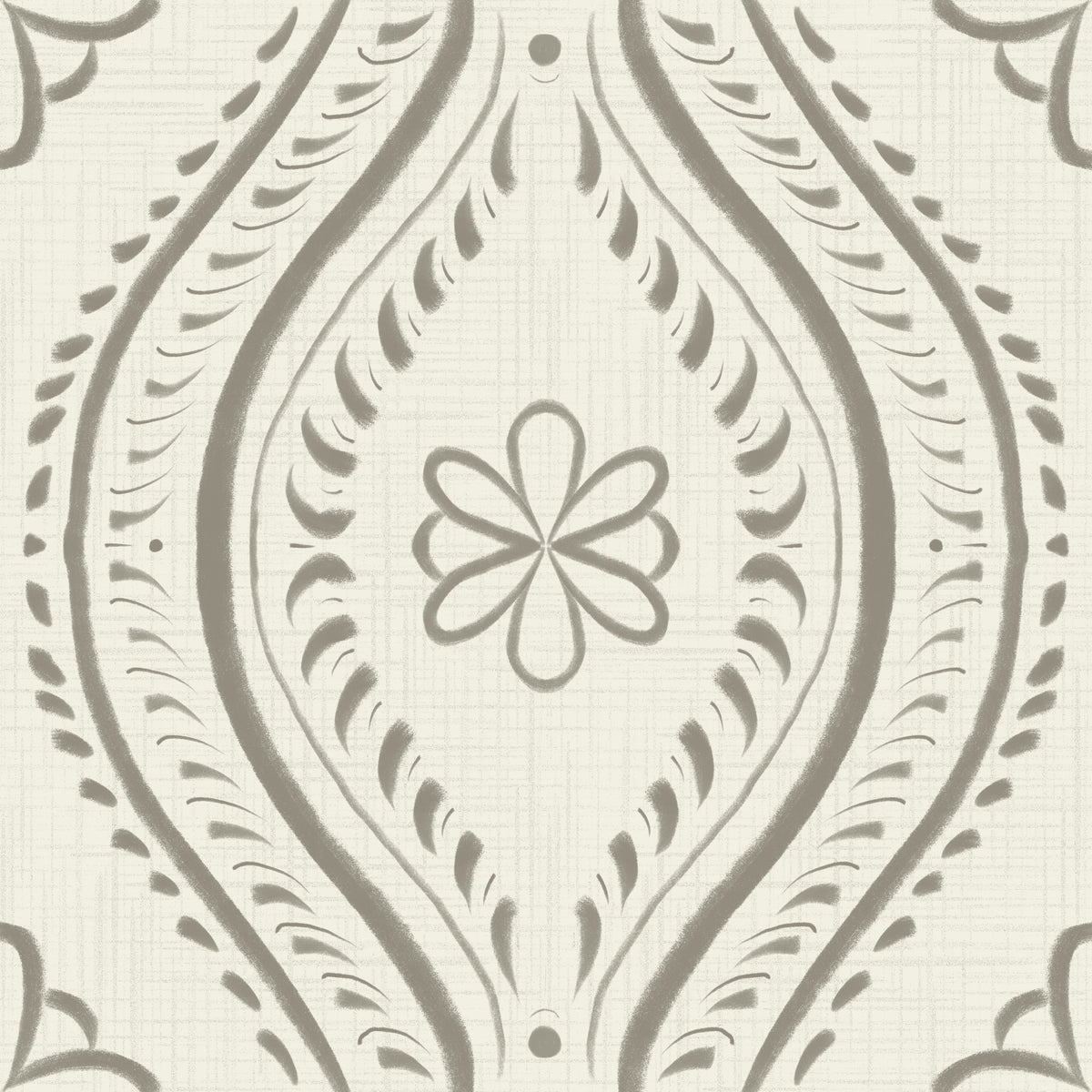 Vervaagde ogee damask - helder - laurier eiken behang⁠