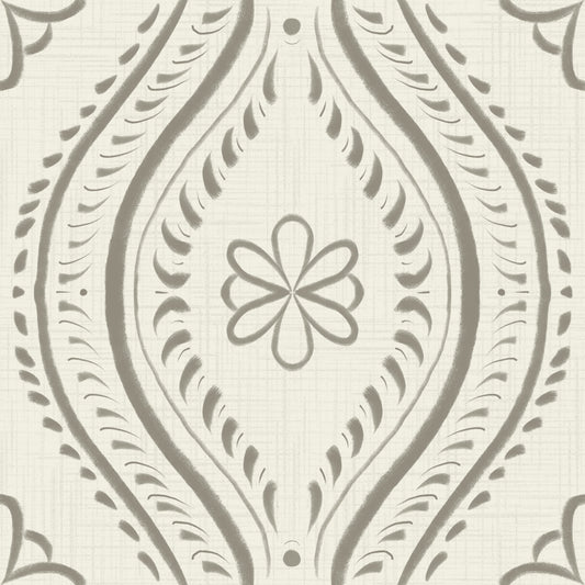 Faded Ogee Damask - Bright - Laurel Oak Wallpaper⁠
